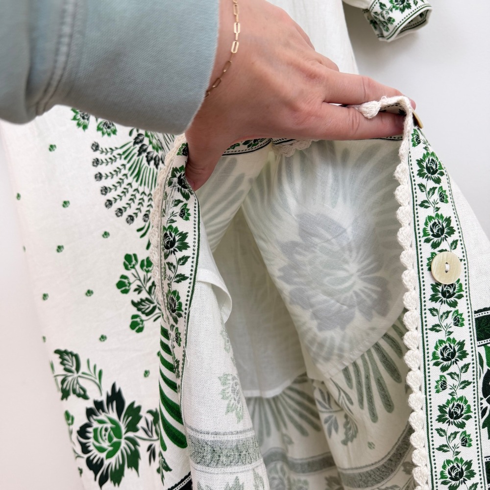 NWT Christian Lacroix Forest Soul Botanical Print Linen Blend Midi Green Dress - Picture 12 of 13